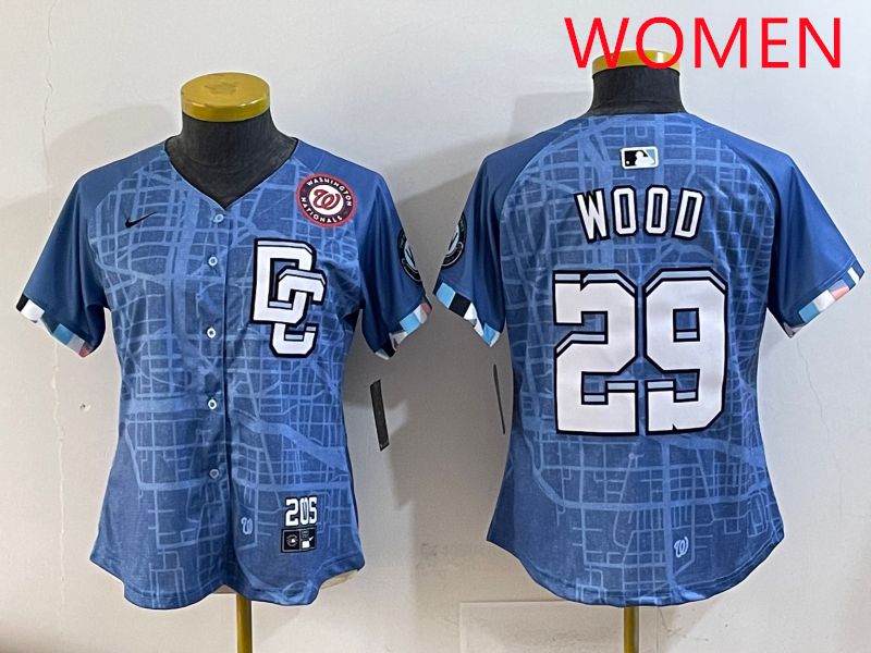 Women Washington Nationals #29 Wood Blue Joint Name 2025 Nike MLB Jersey style 4